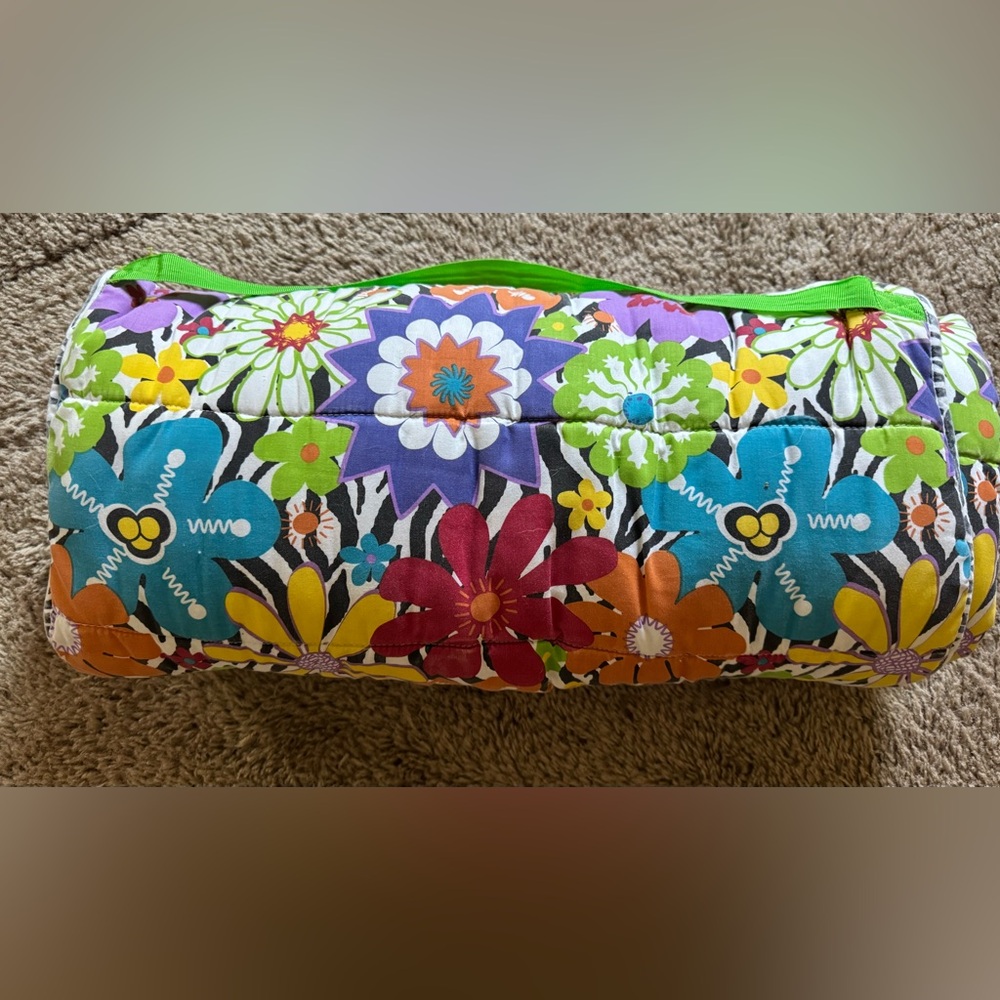 Colorful Floral Quilted Sleep Mat for School with attached Pillow